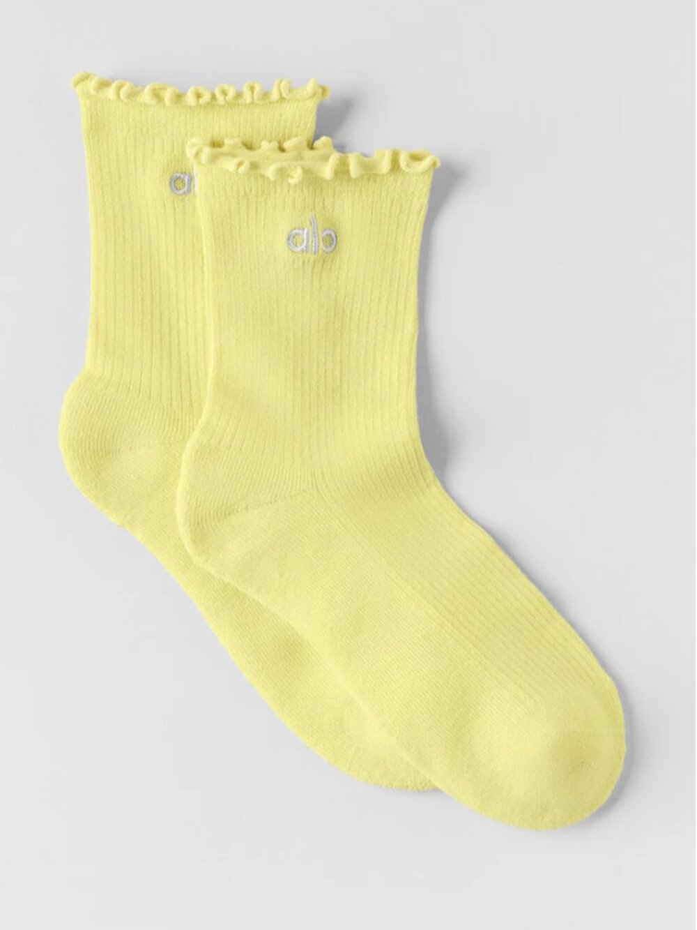 Alo Lettuce Edge Socks Sunshine M/L NWT Sold Out Yellow Ruffle Socks